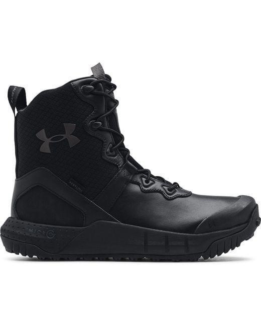 Under Armour Black Ua Micro G® Valsetz Leather Waterproof Tactical Boots for men