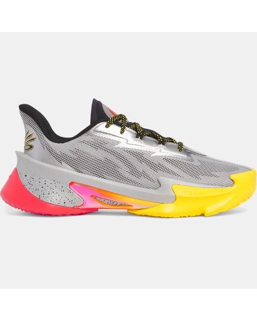 Under Armour Gray Curry Series 7 Basketball Shoes Metallic Taxi