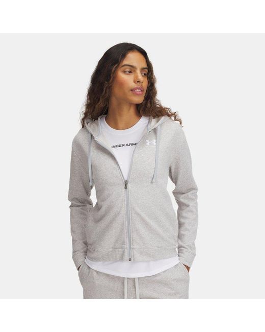 Under Armour Damesvest Rival Terry Met Volledige Rits Mod Grijs Wit in het Gray