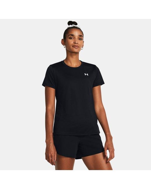 Under Armour Tech Damesshirt Met Korte Mouwen Zwart Wit in het Black