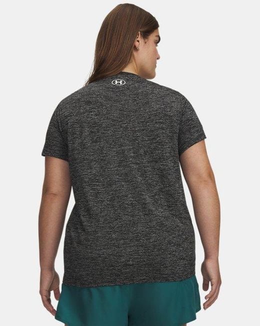 Haut À Manches Courtes Col V Tech Twist Pour Femme Blanc Under Armour en coloris Black