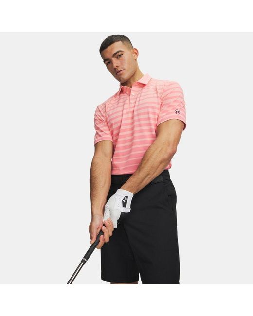 Under Armour Pink Armourdry Stripe Polo Posh Midnight for men