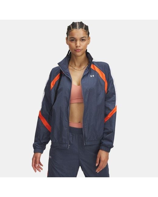 Giacca Icon Crinkle Track Da Donna Downpour Bianco Bianco di Under Armour in Blue