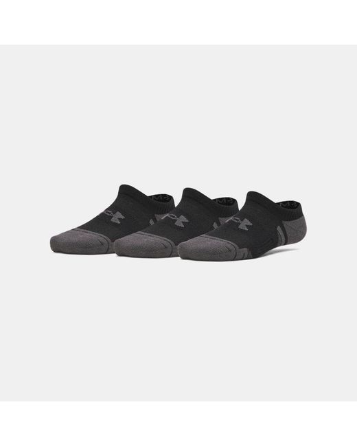 Under Armour Black Performance Tech Kids' 3-Pack No Show Socks Ultimate Ultimate Jet