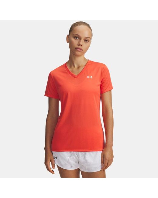 Under Armour Red Tech V-Neck Short Sleeve Venom
