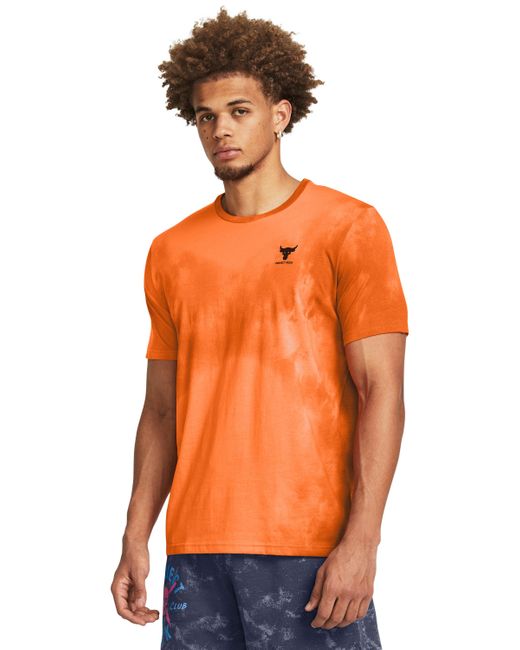 Under Armour Orange Project Rock Payoff Printed Graphic Short Sleeve for men