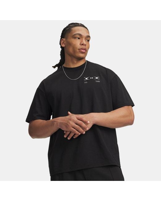 Under Armour Black Ua Heavyweight Echo Logo Oversized Short Sleeve for men