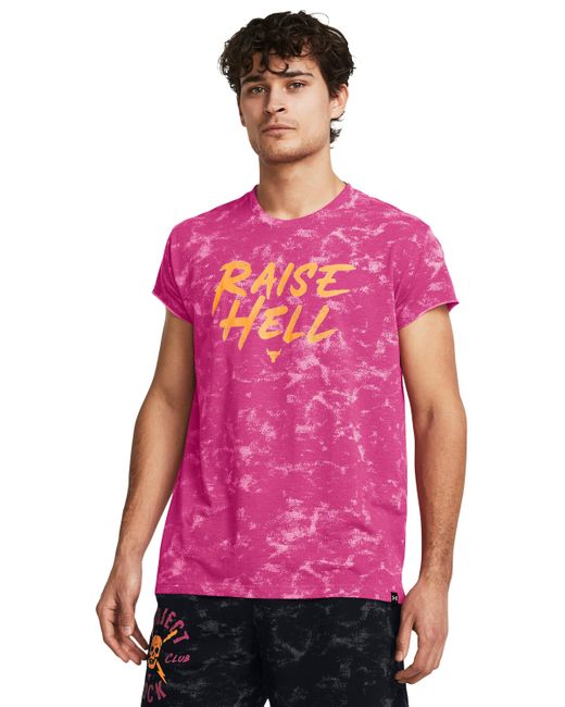 Under Armour Pink Project Rock Raise Hell Cap Sleeve T-shirt for men