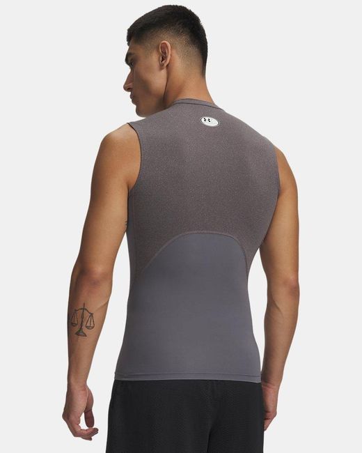 Under Armour Gray Heatgear Compression Sleeveless Carbon Heather for men