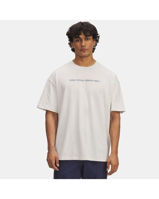 Under Armour White Ua Running Shoe Heavyweight Oversized Short Sleeve for men