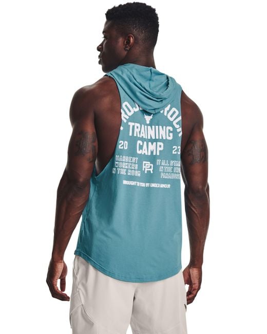 Under Armour Blue Project Rock Training Sleeveless Hoodie for men