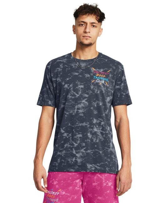 Under Armour Blue Project Rock Tc Printed Graphic Short Sleeve for men