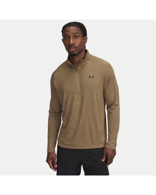 Parte De Arriba Texturizada Con Media Cremallera Tech Para Hombre Bayou Negro Under Armour de hombre de color Gray