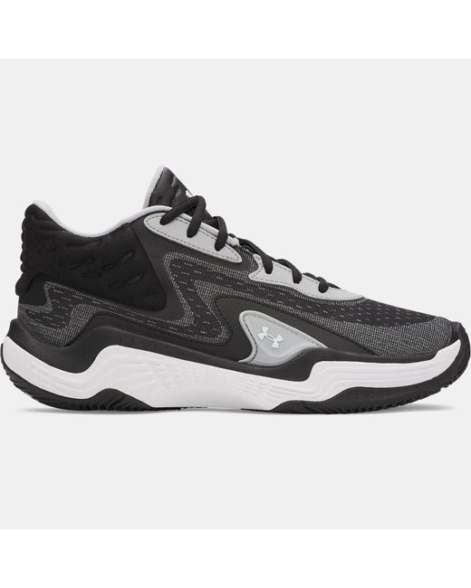 Under Armour Uniseks Basketbalschoenen Spawn 7 Mid Zwart Mod Grijs Wit in het Black