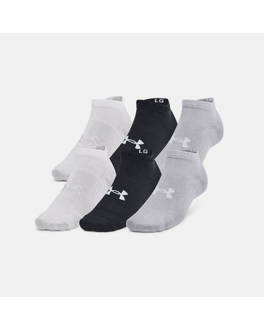 Under Armour Black Essential 6-Pack Low Cut Socks Halo