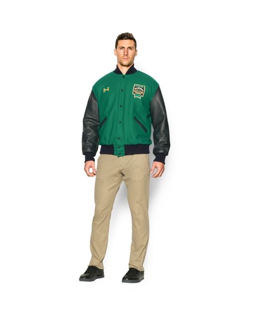 Under Armour Green Men’s Notre Dame Shamrock Series Ua Varsity Jacket for men