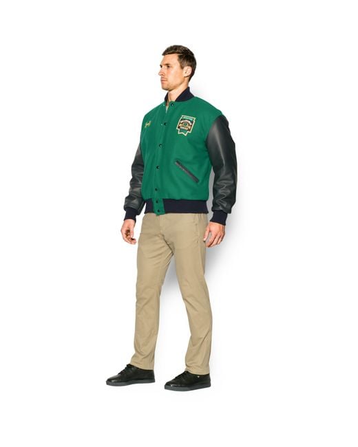 Dormitorio Colega Paseo Under Armour Men's Notre Dame Shamrock Series Ua Varsity Jacket in Green  for Men | Lyst