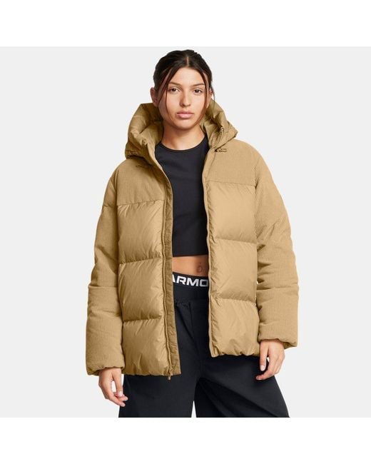 Under Armour Natural Limitless Down Corduroy Oversized Puffer Jacket Camel / Camel