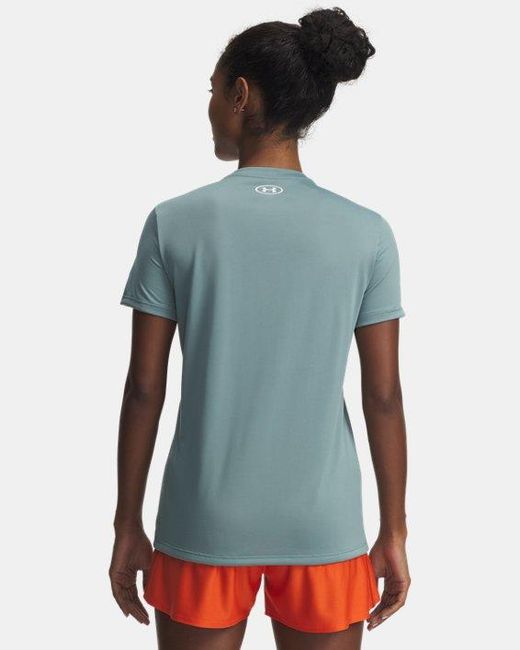 Camiseta De Manga Corta Tech Para Mujer Serpentine Blanco Under Armour de color Blue