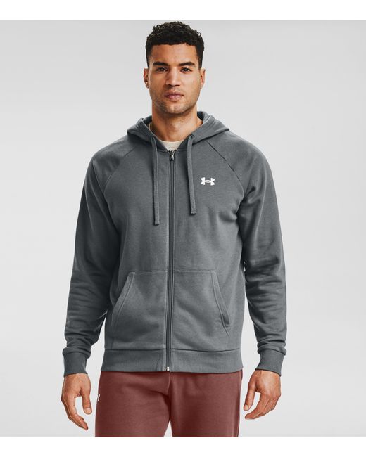 Under Armour Gray Ua Rival Cotton Full Zip Hoodie for men