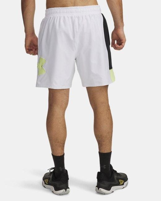 Under Armour Herenshorts Zone Woven 18 Cm Wit Zwart Sonic Geel in het White voor heren