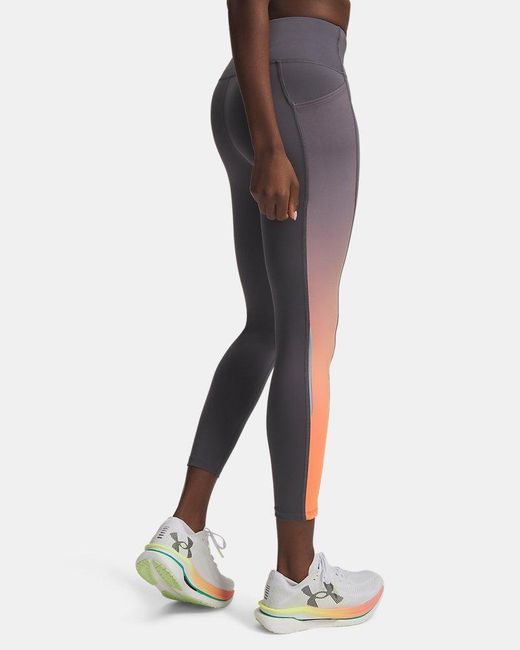 Under Armour Black Velociti Printed Ankle Tights Castlerock Electric Tangerine Reflective