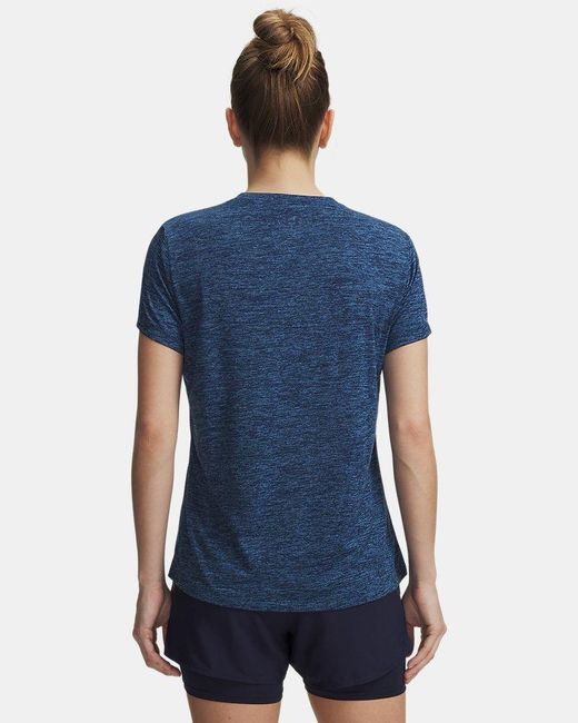 Under Armour Blue Tech Twist V-Neck Short Sleeve Aegean Blackout