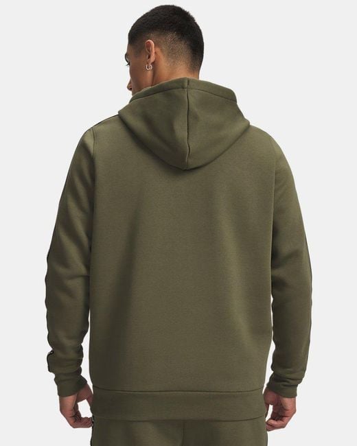 Under Armour Green Icon Fleece Taping Hoodie Marine Od for men
