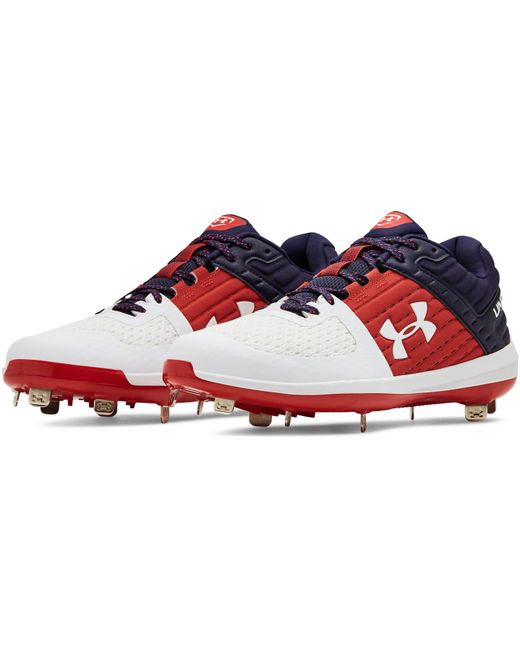 Under Armour Men's Yard Low St Red/White Baseball Cleats