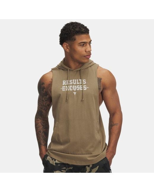 Under Armour Green Project Rock Wire Sleeveless Hoodie Bayou Clay for men