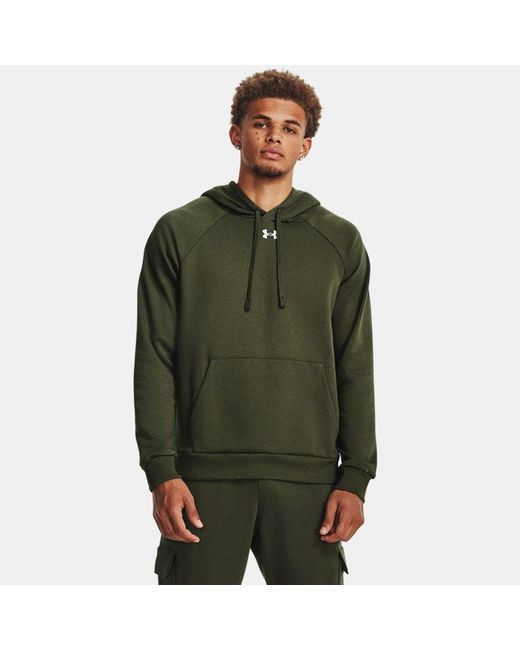 Under Armour Green Rival Fleece Hoodie, for men