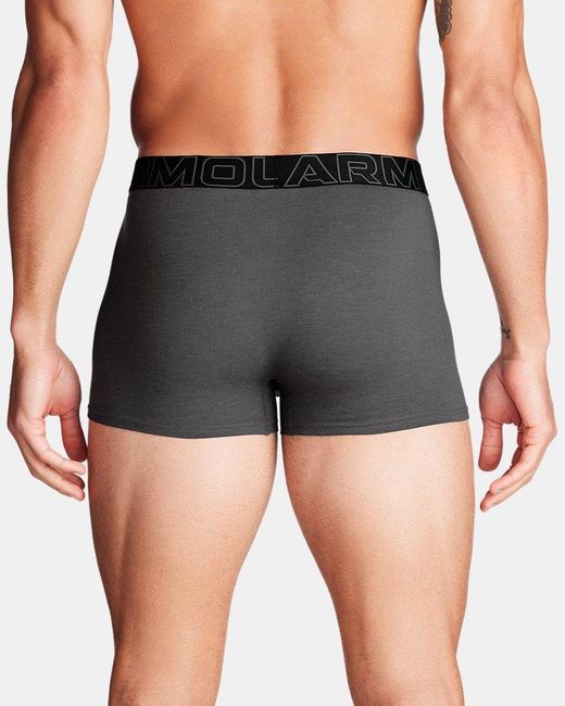 Under Armour Gray Performance Cotton 3" 3-Pack Boxerjock Castlerock Full Heather Castlerock for men