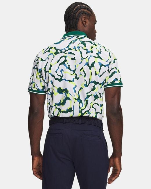 Under Armour Green Armourdry Print Rib Polo Campus Ivy Campus Ivy for men