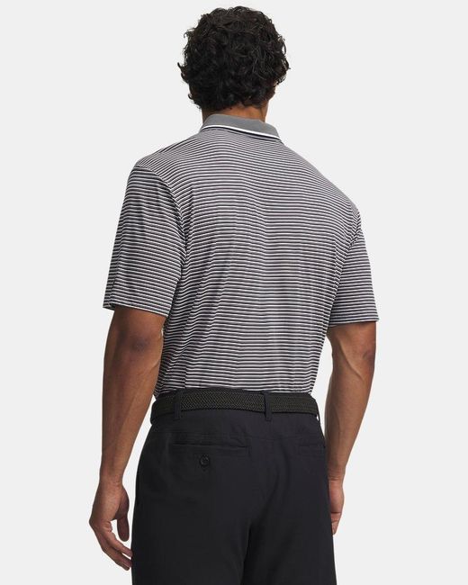 Under Armour Gray Armourdry Rib Stripe Polo Clay Midnight for men