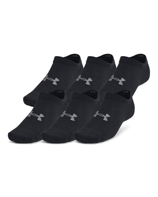 Chaussettes invisibles essential unisexes (lot de 6 paires Under Armour en coloris Black