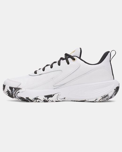 Under Armour White Lockdown 8 Basketball Shoes Metallic