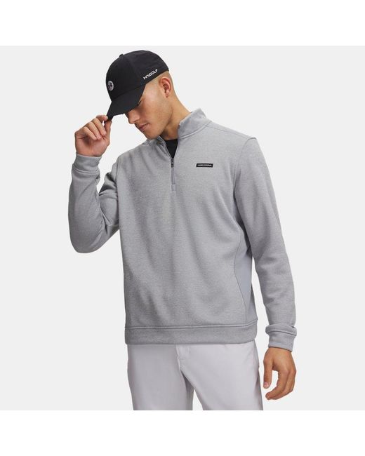 Under Armour Gray Sweaterfleece Hybrid ½ Zip Steel Steel for men