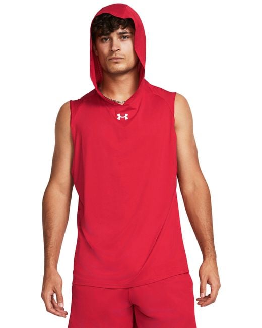 Under Armour Red Ua Knockout Team Sleeveless Hoodie for men