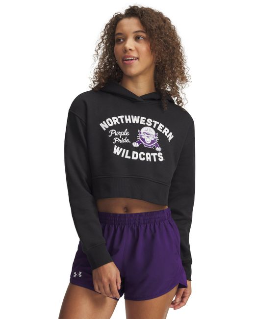 Under Armour Black Ua Rival Fleece Collegiate Cropped Hoodie
