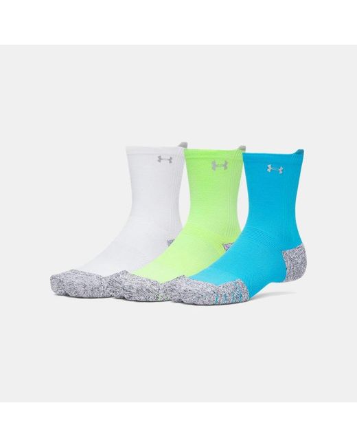 Under Armour Blue Armourdry Run Cushion 3-Pack Mid-Crew Socks Capri Reflective