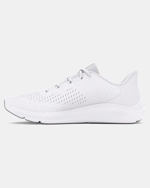 Under Armour White Charged Pursuit 3 Big Logo Running Shoes