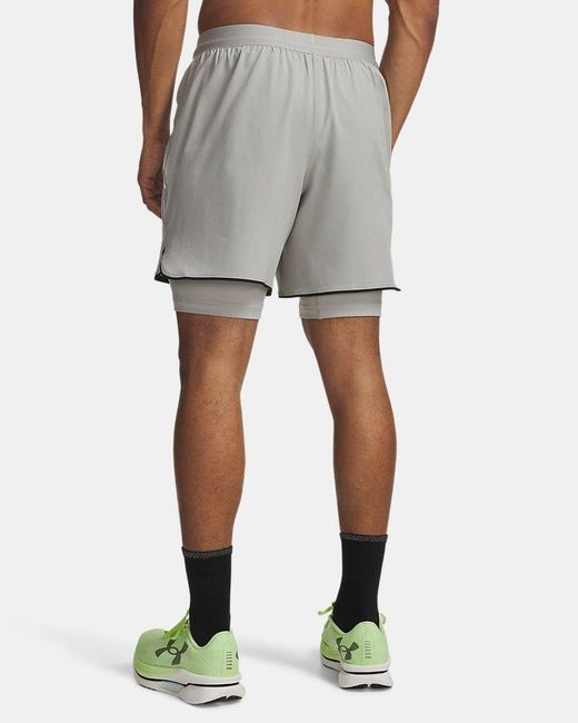 Under Armour Gray Velociti Pro 2-In-1 Shorts Titanium Reflective for men