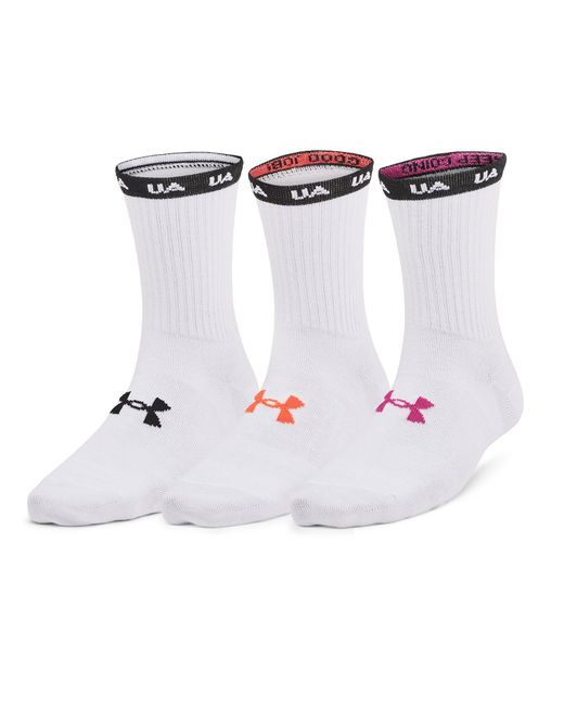 Under Armour White Essential 3-pack Mid Crew Socks