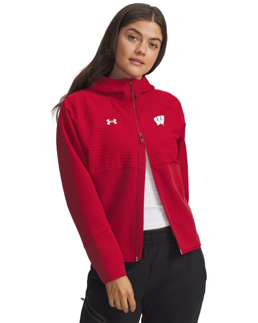 Under Armour Red Ua Unstoppable Fleece Collegiate Full Zip