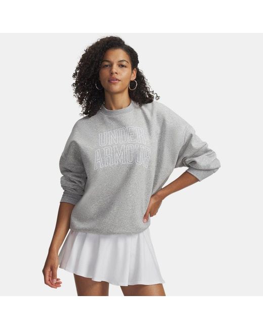 Under Armour Gray Rival Fleece Varsity Oversized Crew Mod Light Heather