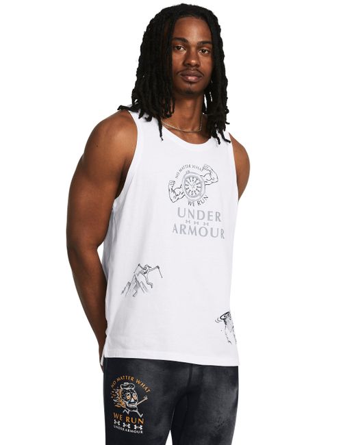 Camiseta sin mangas launch Under Armour de hombre de color White