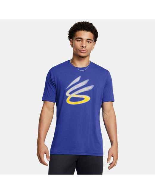 Under Armour Blue Curry Logo Trend T-Shirt Royal Taxi for men
