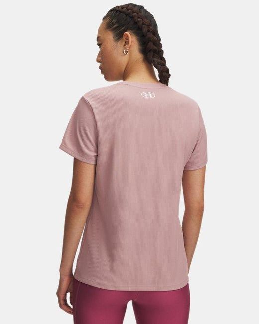 Maglia A Maniche Corte Tech Rib Da Donna Tourmaline Bianco di Under Armour in Purple