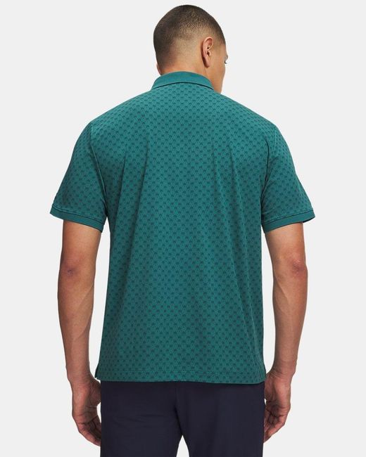 Under Armour Green Armourdry Print Rib Polo Rack Arden Midnight for men