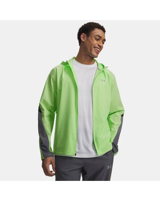 Under Armour Green Velociti Storm Hooded Jacket Lumos Lime Castlerock Reflective for men